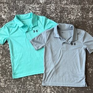 Under Armour Kids Polo Shirts - Aqua and Gray
